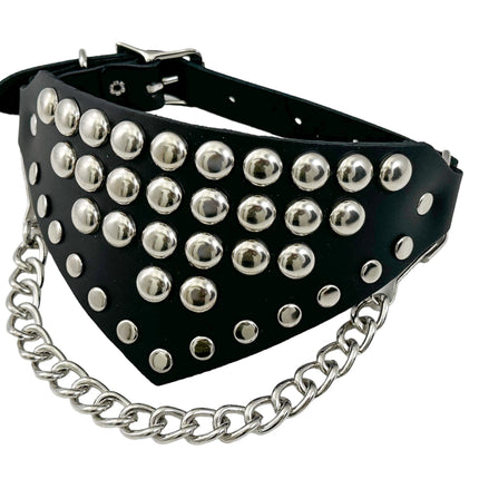 BS347 LARGE ROUND  STUDDED TRIANGULAR   BOOTSTRAP OVER LEATHER