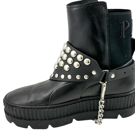 BS347 LARGE ROUND  STUDDED TRIANGULAR   BOOTSTRAP OVER LEATHER