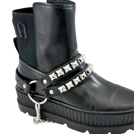 BS362 PYRAMID  STUDDED  DOUBLE STRAP  BOOTSTRAP LEATHER