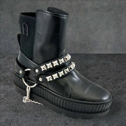 BS362 PYRAMID  STUDDED  DOUBLE STRAP  BOOTSTRAP LEATHER