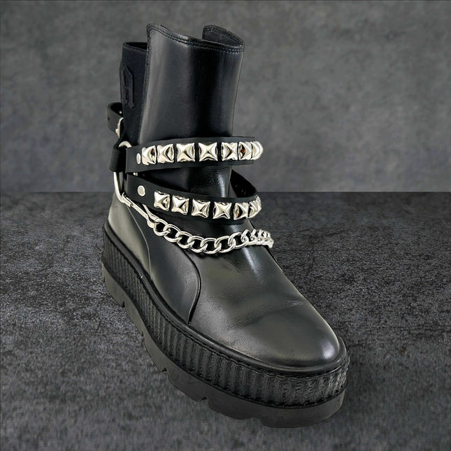 BS362 PYRAMID  STUDDED  DOUBLE STRAP  BOOTSTRAP LEATHER