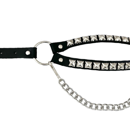 BS362 PYRAMID  STUDDED  DOUBLE STRAP  BOOTSTRAP LEATHER