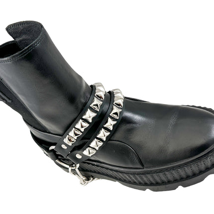 BS362 PYRAMID  STUDDED  DOUBLE STRAP  BOOTSTRAP LEATHER