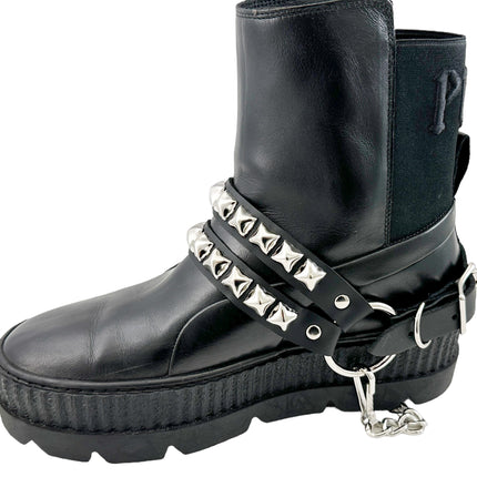 BS362 PYRAMID  STUDDED  DOUBLE STRAP  BOOTSTRAP LEATHER