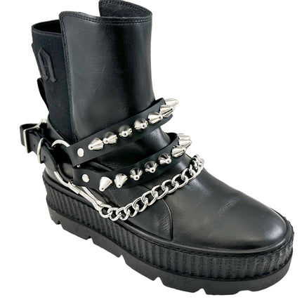 BS363  UK 77 STUDDED  DOUBLE STRAP  BOOTSTRAP LEATHER