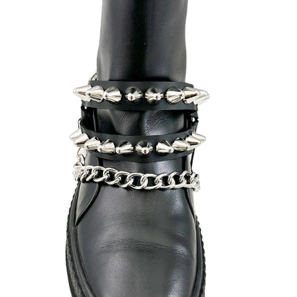 BS363  UK 77 STUDDED  DOUBLE STRAP  BOOTSTRAP LEATHER