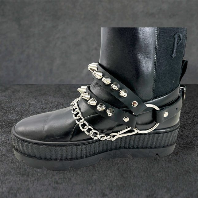 BS363  UK 77 STUDDED  DOUBLE STRAP  BOOTSTRAP LEATHER