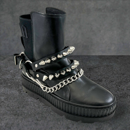 BS363  UK 77 STUDDED  DOUBLE STRAP  BOOTSTRAP LEATHER