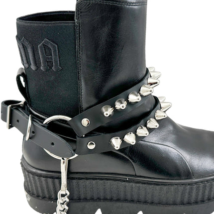 BS363  UK 77 STUDDED  DOUBLE STRAP  BOOTSTRAP LEATHER