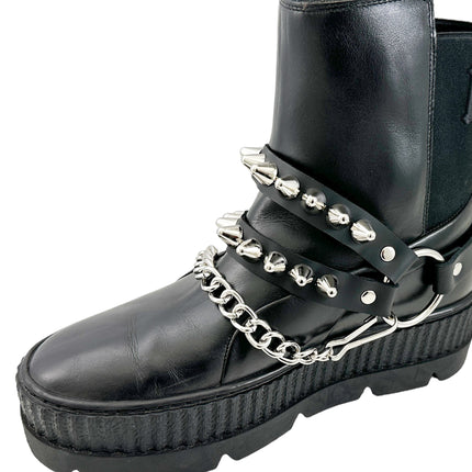 BS363  UK 77 STUDDED  DOUBLE STRAP  BOOTSTRAP LEATHER