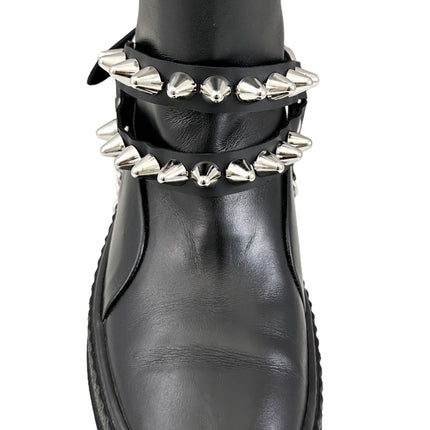 BS363  UK 77 STUDDED  DOUBLE STRAP  BOOTSTRAP LEATHER