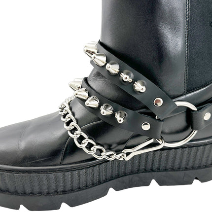 BS363  UK 77 STUDDED  DOUBLE STRAP  BOOTSTRAP LEATHER