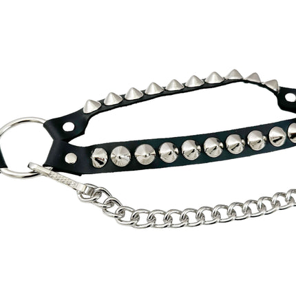 BS364  CONICAL  STUDDED  DOUBLE STRAP  BOOTSTRAP LEATHER