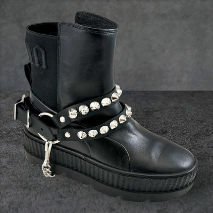 BS364  CONICAL  STUDDED  DOUBLE STRAP  BOOTSTRAP LEATHER