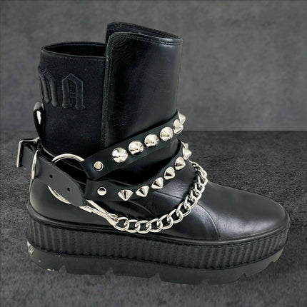 BS364  CONICAL  STUDDED  DOUBLE STRAP  BOOTSTRAP LEATHER