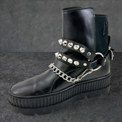 BS364  CONICAL  STUDDED  DOUBLE STRAP  BOOTSTRAP LEATHER