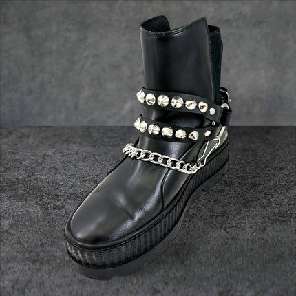 BS364  CONICAL  STUDDED  DOUBLE STRAP  BOOTSTRAP LEATHER