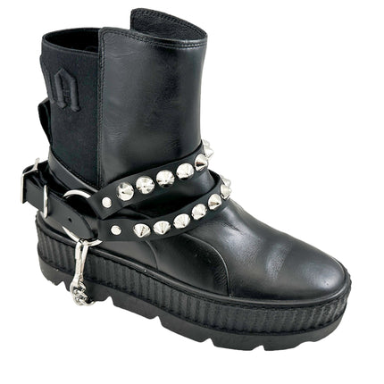 BS364  CONICAL  STUDDED  DOUBLE STRAP  BOOTSTRAP LEATHER