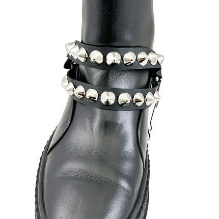BS364  CONICAL  STUDDED  DOUBLE STRAP  BOOTSTRAP LEATHER