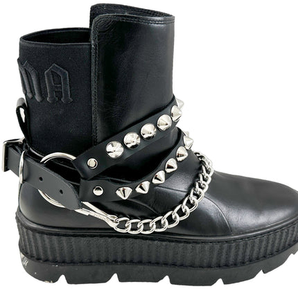 BS364  CONICAL  STUDDED  DOUBLE STRAP  BOOTSTRAP LEATHER