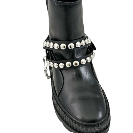 BS365  ROUND   STUDDED  DOUBLE STRAP  BOOTSTRAP LEATHER