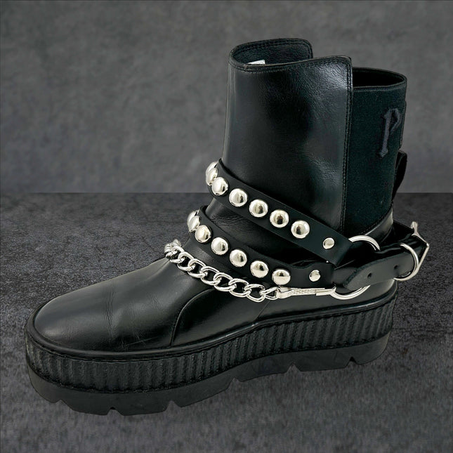 BS365  ROUND   STUDDED  DOUBLE STRAP  BOOTSTRAP LEATHER