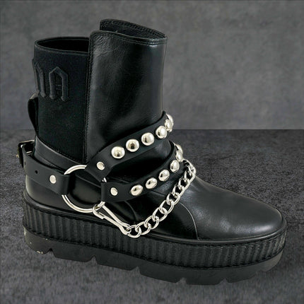 BS365  ROUND   STUDDED  DOUBLE STRAP  BOOTSTRAP LEATHER