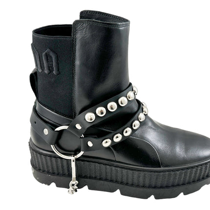 BS365  ROUND   STUDDED  DOUBLE STRAP  BOOTSTRAP LEATHER