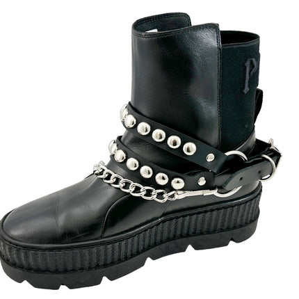 BS365  ROUND   STUDDED  DOUBLE STRAP  BOOTSTRAP LEATHER