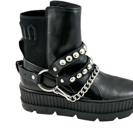 BS365  ROUND   STUDDED  DOUBLE STRAP  BOOTSTRAP LEATHER