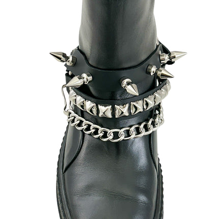 BS368 STUDDED SPIKE XL DOUBLE STRAP  BOOTSTRAP LEATHER