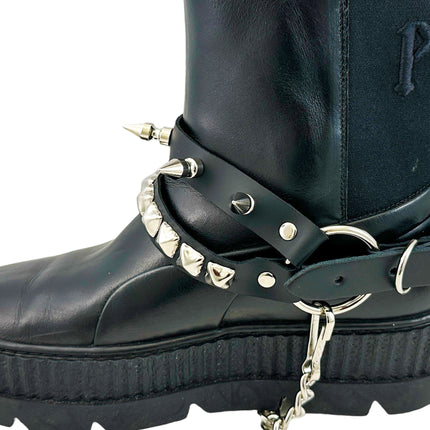 BS368 STUDDED SPIKE XL DOUBLE STRAP  BOOTSTRAP LEATHER
