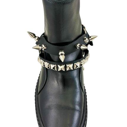 BS368 STUDDED SPIKE XL DOUBLE STRAP  BOOTSTRAP LEATHER