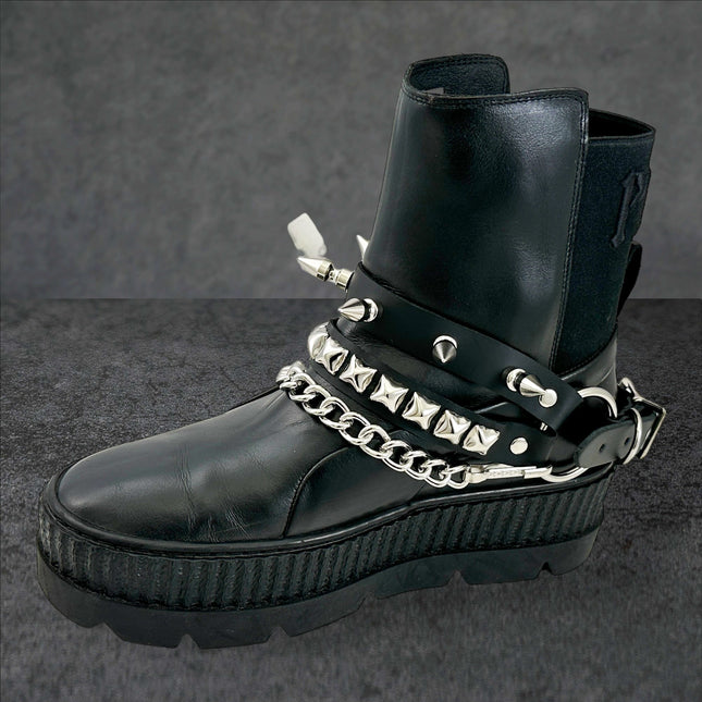 BS368 STUDDED SPIKE XL DOUBLE STRAP  BOOTSTRAP LEATHER