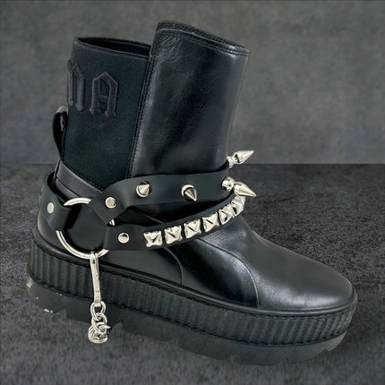 BS368 STUDDED SPIKE XL DOUBLE STRAP  BOOTSTRAP LEATHER
