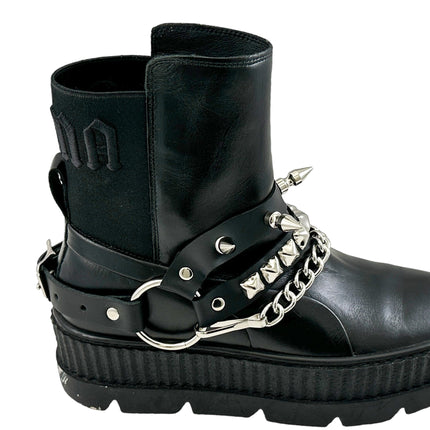BS368 STUDDED SPIKE XL DOUBLE STRAP  BOOTSTRAP LEATHER