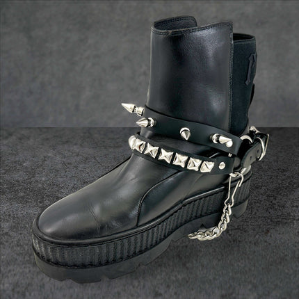 BS368 STUDDED SPIKE XL DOUBLE STRAP  BOOTSTRAP LEATHER