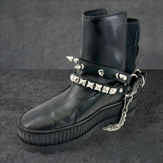 BS368 STUDDED SPIKE XL DOUBLE STRAP  BOOTSTRAP LEATHER