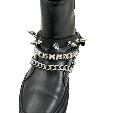 BS368 STUDDED SPIKE XL DOUBLE STRAP  BOOTSTRAP LEATHER