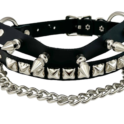 BS368 STUDDED SPIKE XL DOUBLE STRAP  BOOTSTRAP LEATHER