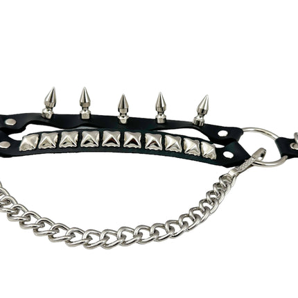 BS368 STUDDED SPIKE XL DOUBLE STRAP  BOOTSTRAP LEATHER