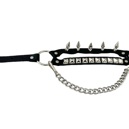 BS368 STUDDED SPIKE XL DOUBLE STRAP  BOOTSTRAP LEATHER