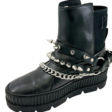 BS370  UK77 STUDDED SPIKE XL DOUBLE STRAP  BOOTSTRAP LEATHER