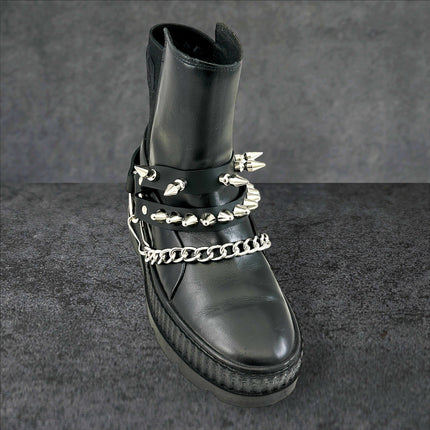 BS370  UK77 STUDDED SPIKE XL DOUBLE STRAP  BOOTSTRAP LEATHER