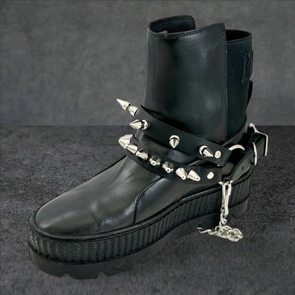 BS370  UK77 STUDDED SPIKE XL DOUBLE STRAP  BOOTSTRAP LEATHER