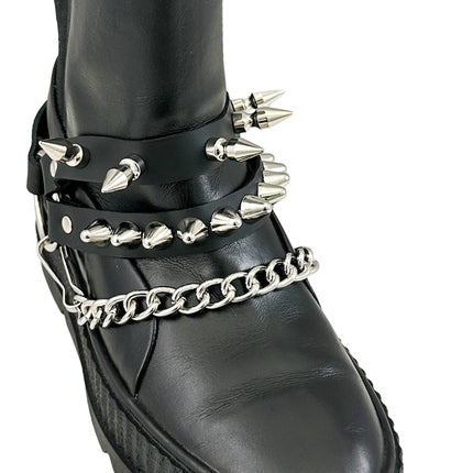 BS370  UK77 STUDDED SPIKE XL DOUBLE STRAP  BOOTSTRAP LEATHER