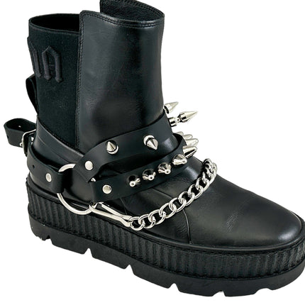 BS370  UK77 STUDDED SPIKE XL DOUBLE STRAP  BOOTSTRAP LEATHER