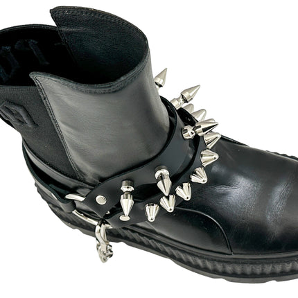 BS370  UK77 STUDDED SPIKE XL DOUBLE STRAP  BOOTSTRAP LEATHER