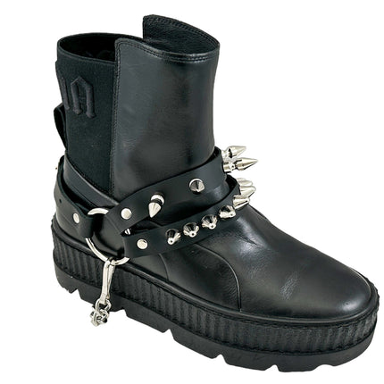 BS370  UK77 STUDDED SPIKE XL DOUBLE STRAP  BOOTSTRAP LEATHER