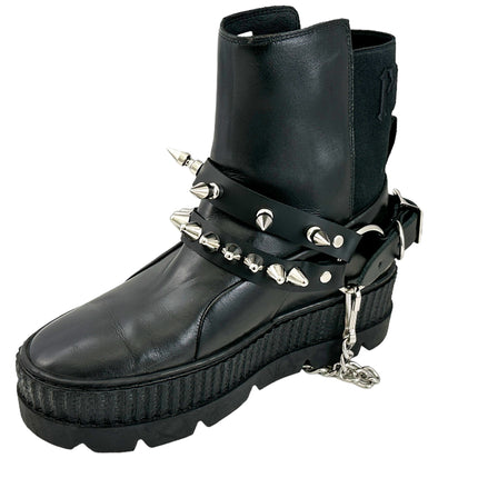 BS370  UK77 STUDDED SPIKE XL DOUBLE STRAP  BOOTSTRAP LEATHER